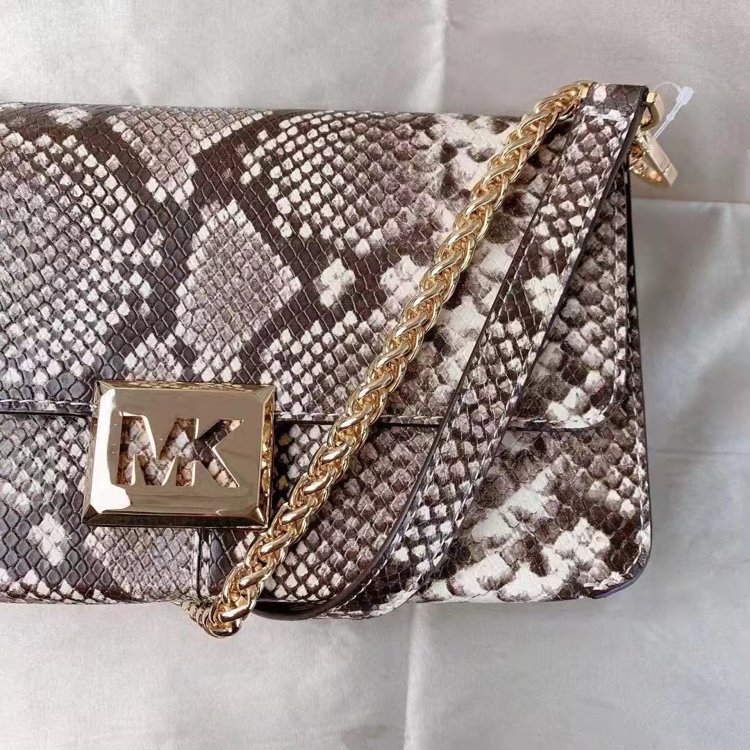 MICHAEL KORS 35F1G6SL3G Sonia Medium Snake Embossed Faux Leather Shoulder Bag In Natural MICHAEL KORS 35F1G6SL3G Sonia Medium Snake Embossed Faux Leather Shoulder Bag In Natural